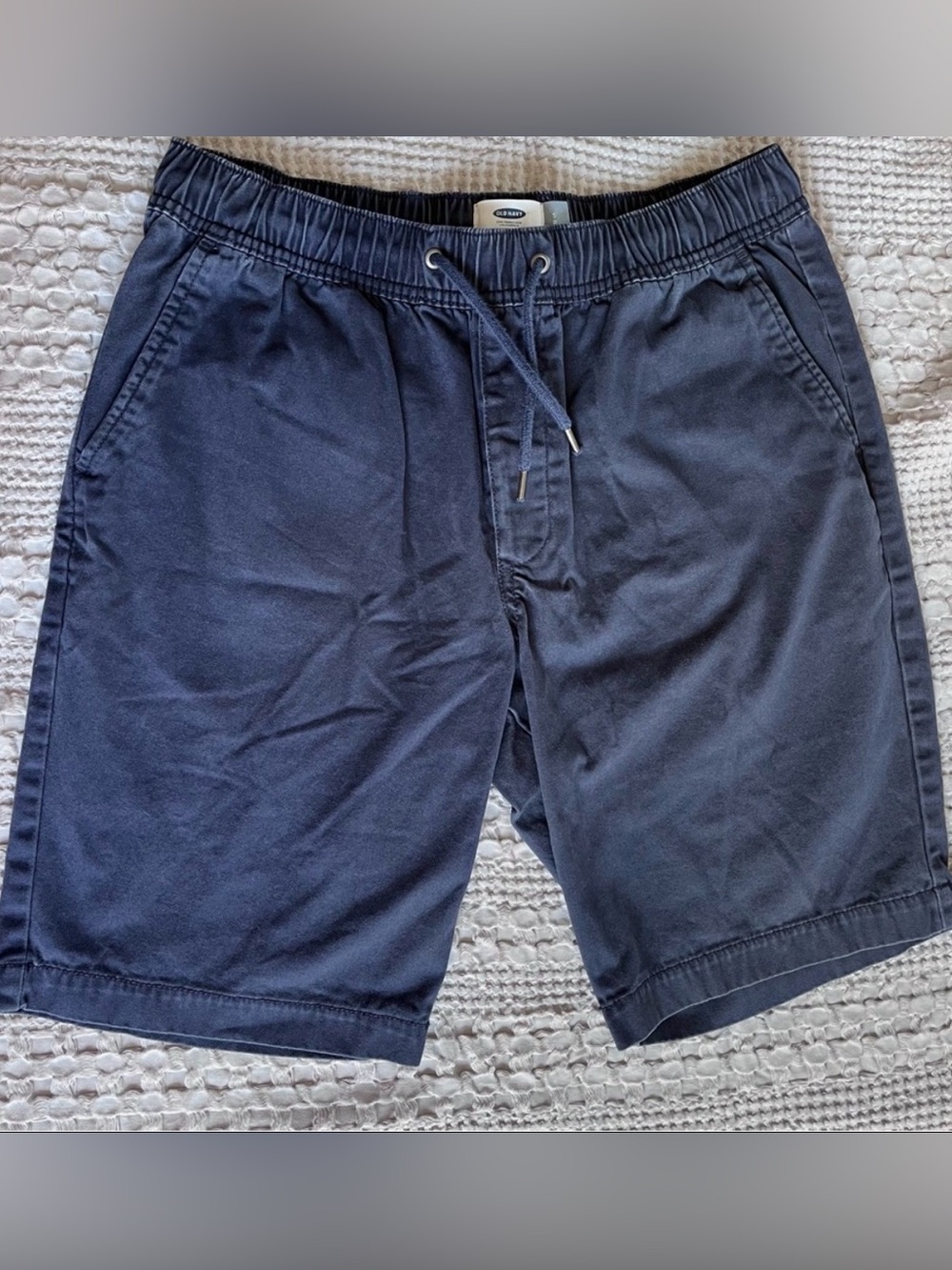 Pull-On 9” Cotton Old Navy Men's Navy Flat Front Shorts size Small - Tie Front